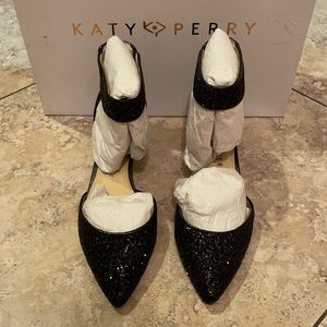 NEW Katy Perry Women’s Shoes Heels Jo-Chunky Glitter Black Size 6.5M/36.5
